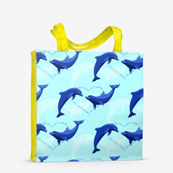 Сумка-шоппер «Паттерн с влюбленными дельфинами»