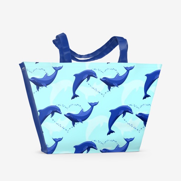 Пляжная сумка &laquo;Паттерн с влюбленными дельфинами&raquo;