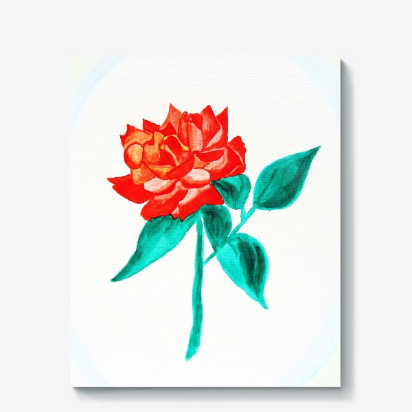 Холст «Красная роза на белом фоне»
