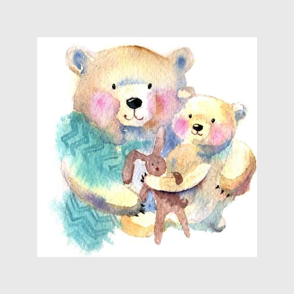 Шторы «Медведь с медвеженком»