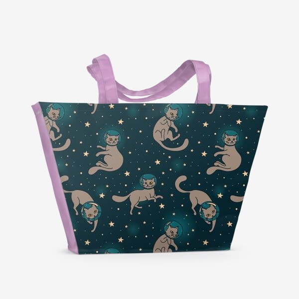 Пляжная сумка «Котики-космонавты»