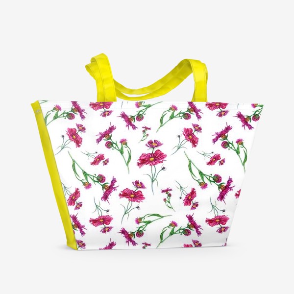 Пляжная сумка &laquo; Полевые цветы красных оттенков&raquo;