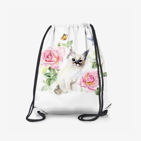 Рюкзак «Котенок с розами и бабочками»