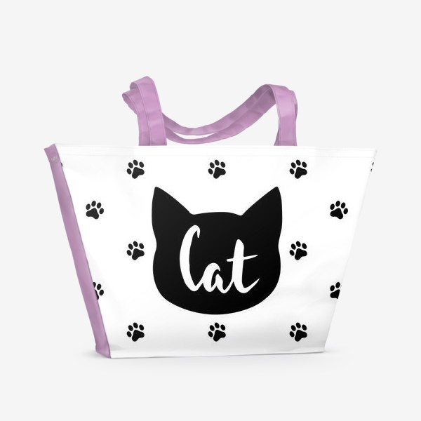 Пляжная сумка «Cat. Кот/Кошка и кошачьи следы»