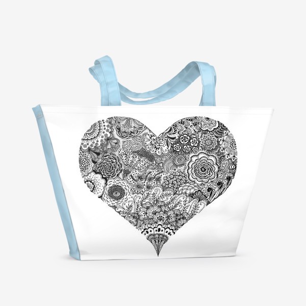 Пляжная сумка «Валентинка (сердце в узорах)»