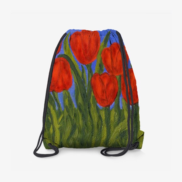 Рюкзак «Красные тюльпаны на голубом небе»