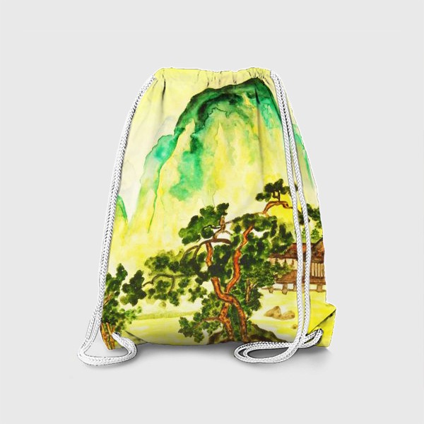 Рюкзак «Пейзаж в стиле китайской живописи с зелёными горами»