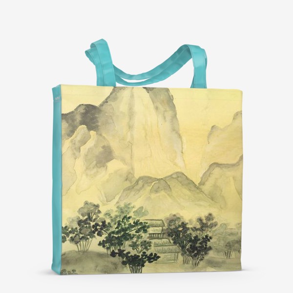 Сумка-шоппер «Горный пейзаж в стиле китайской живописи, монохромный»