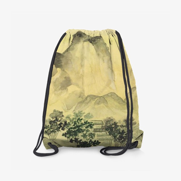 Рюкзак «Горный пейзаж в стиле китайской живописи, монохромный»