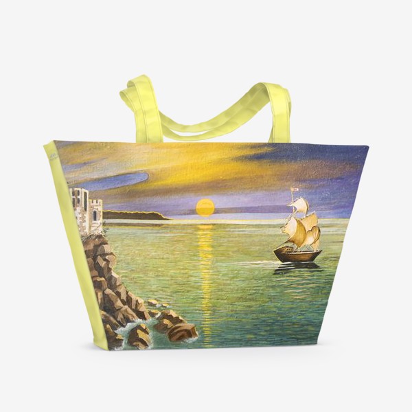 Пляжная сумка «Парусный корабль и замок»