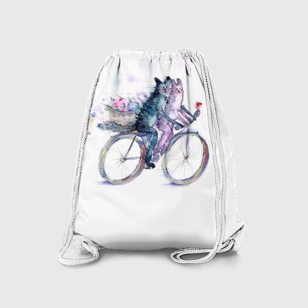 Рюкзак «Кот и кошка на велосипеде»