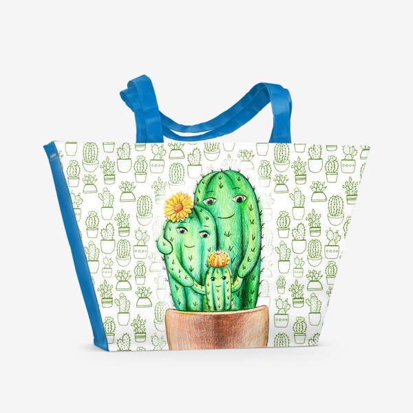 Пляжная сумка «Семья кактусов»