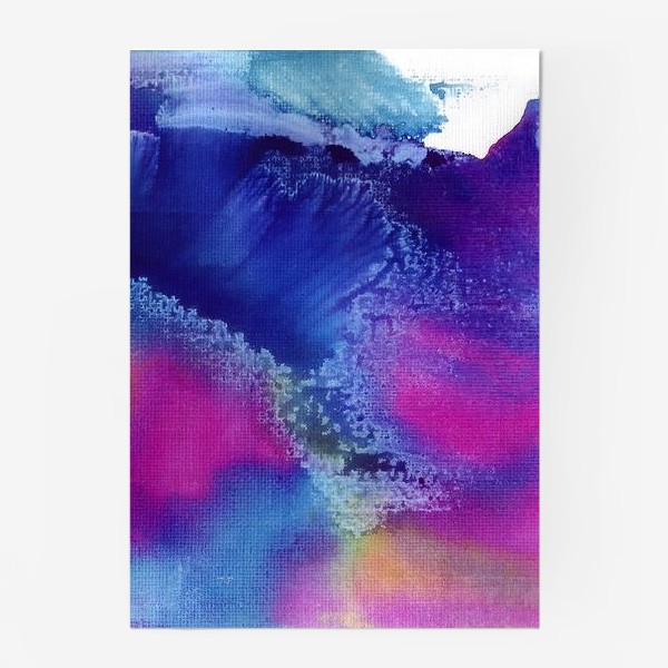 Постер «Акварельная абстракция, синий и розовый»