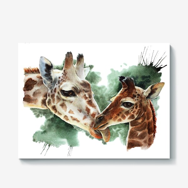 Холст &laquo;мама-жираф с детенышем&raquo;