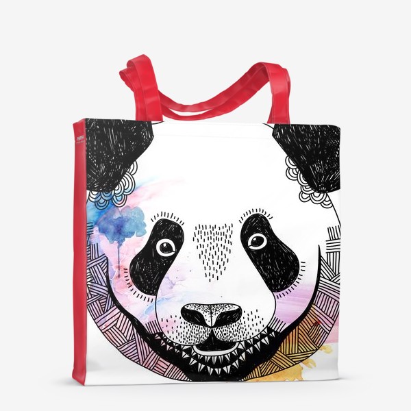 Сумка-шоппер «Графичная панда с акварельными текстурами»