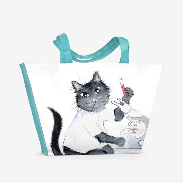 Пляжная сумка «Котики лечат. Врач Лаборант»