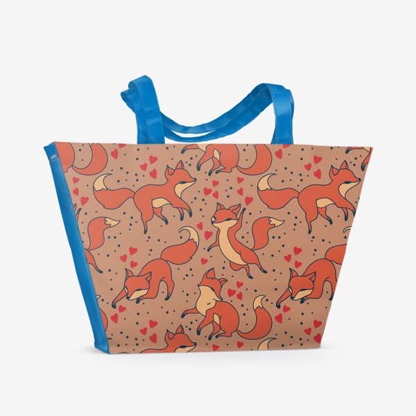 Пляжная сумка «Паттерн с милыми лисичками»