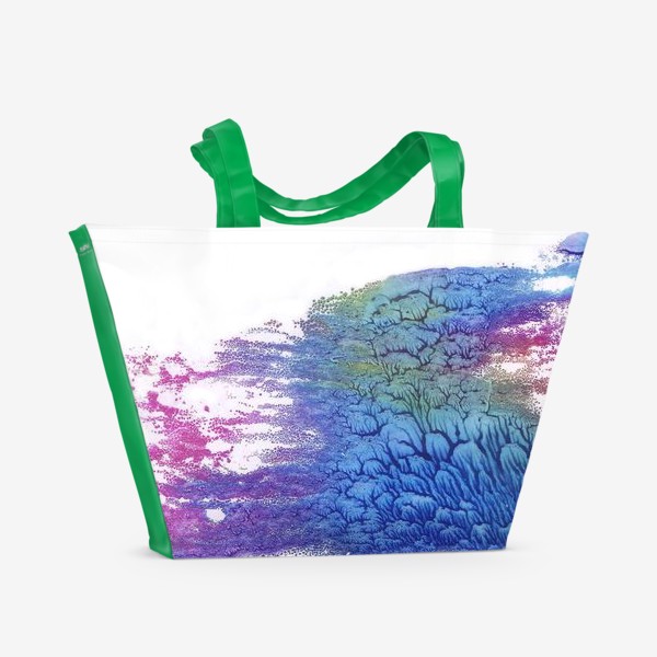 Пляжная сумка «Акварельная абстракция в розово-синих цветах»