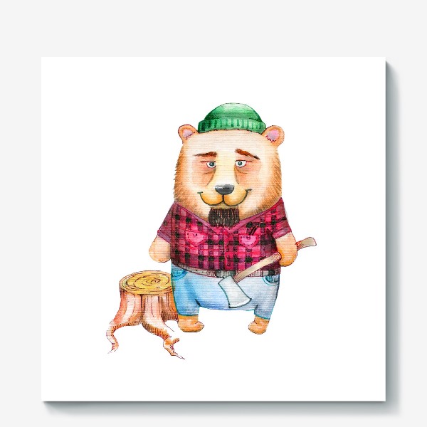 Холст «Мишка-лесоруб \ Bear-lumberjack»