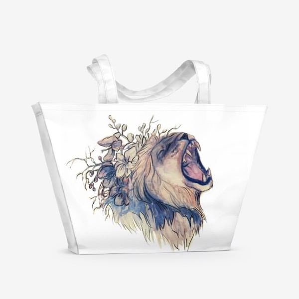 Пляжная сумка «Лев с короной из орхидеи»