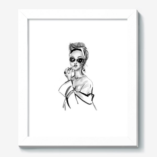 Картина «Девушка в солнцезащитных очках красит губы»