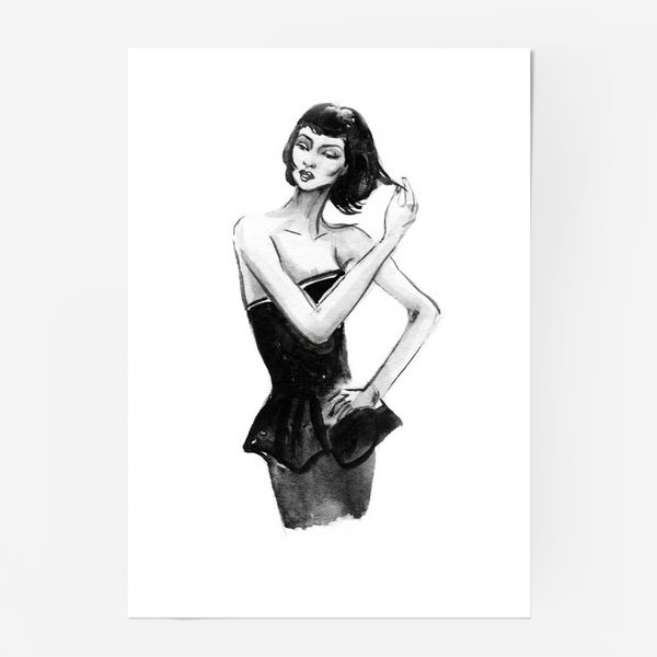 Постер «Девушка в черном платье»