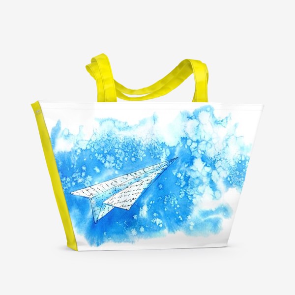 Пляжная сумка «Бумажный самолет в небе»