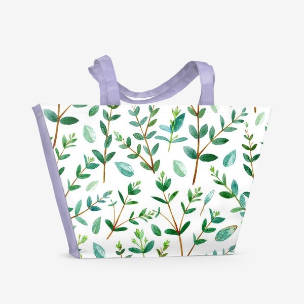Пляжная сумка «Эвкалипт. Растительный паттерн»