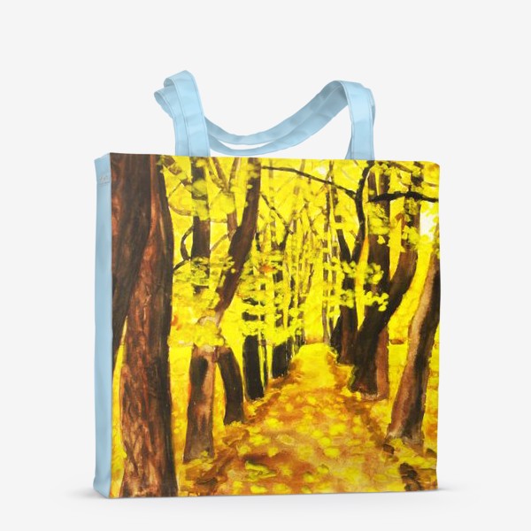 Сумка-шоппер «Осенняя жёлтая аллея, акварель»