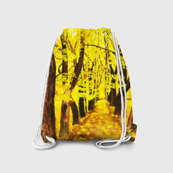 Рюкзак «Осенняя жёлтая аллея, акварель»