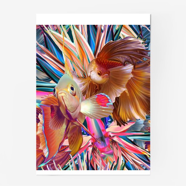 Постер «Рыбки и тропические цветы»