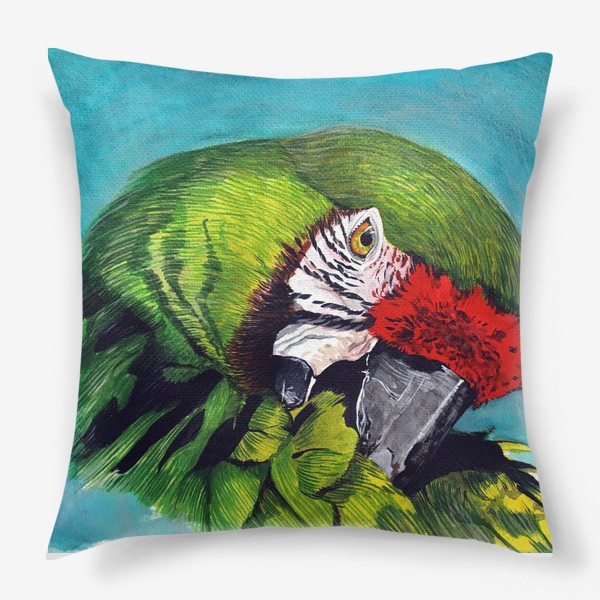 Подушка «Зеленый попугай»
