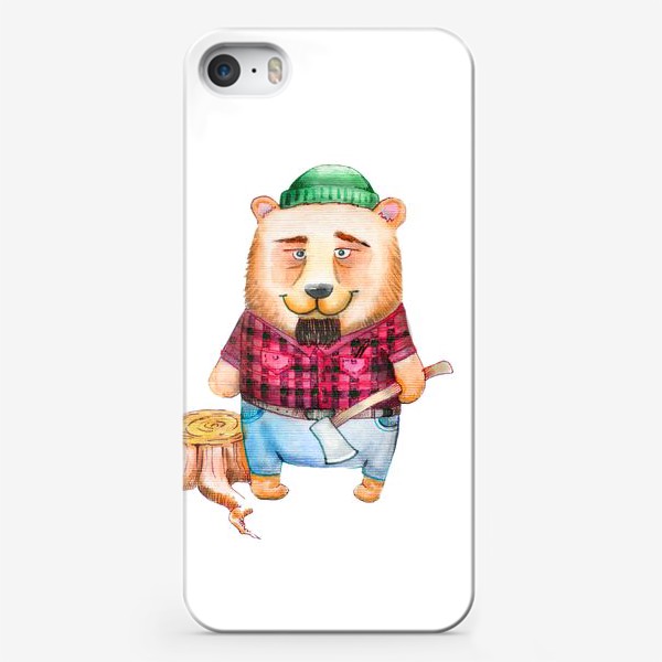 Чехол iPhone «Мишка-лесоруб \ Bear-lumberjack»