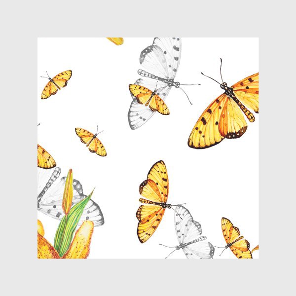 Скатерть «Оранжевые бабочки и лилии»