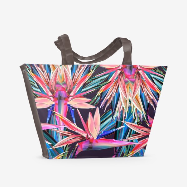 Пляжная сумка «Тропические цветы, стрелиция»