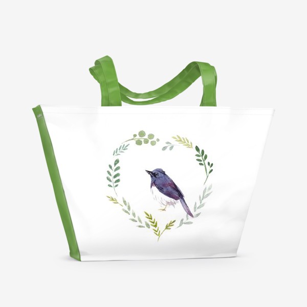 Пляжная сумка «Птичка в сердце»