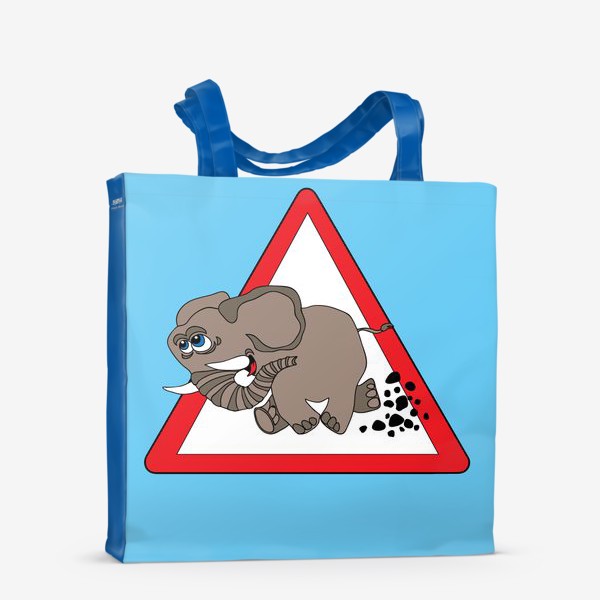 Сумка-шоппер &laquo;Юмористический дорожный знак "Осторожно слоны"&raquo;