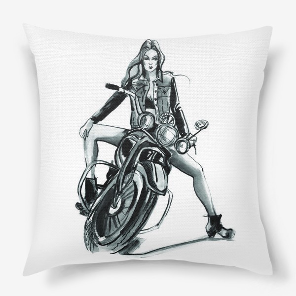 Подушка «Девушка на мотоцикле»