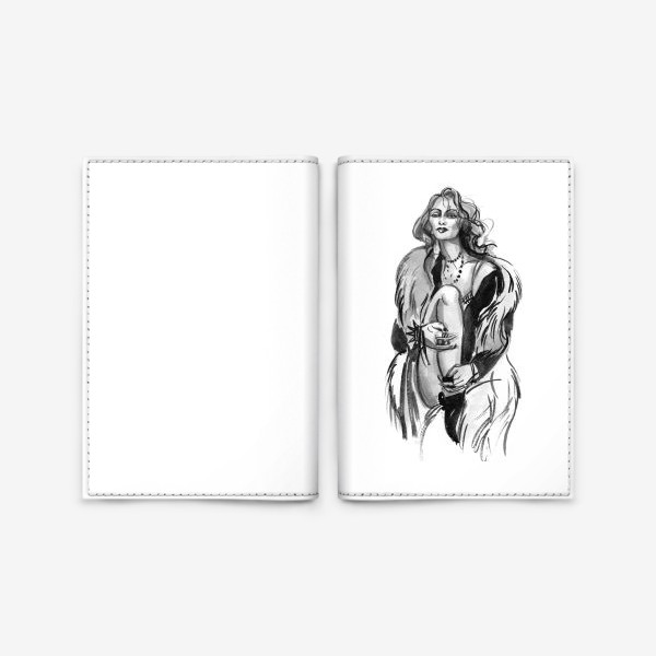 Обложка для паспорта «Фэшн девушка в меховом пальто»