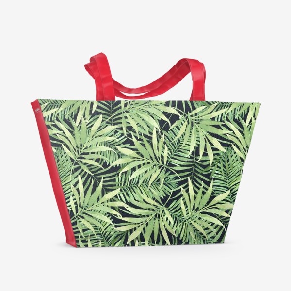 Пляжная сумка «Тропические листья. Акварельный узор 10»
