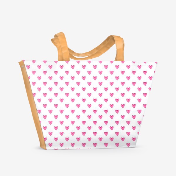Пляжная сумка «Сердечки акварель»