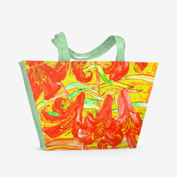 Пляжная сумка «Красные лилии»
