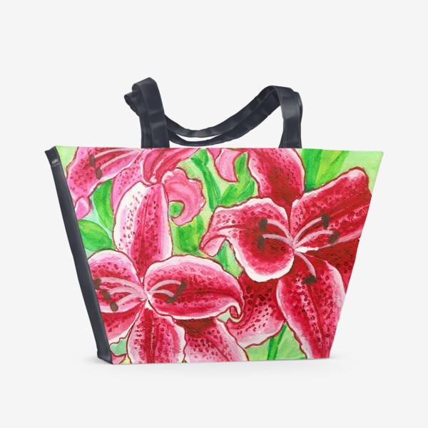 Пляжная сумка «Малиновые лилии»