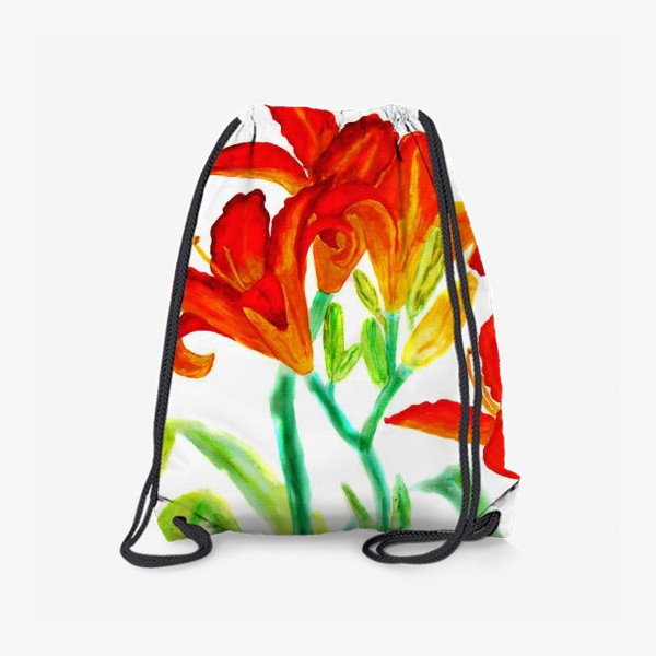 Рюкзак «Красные лилии на белом фоне»
