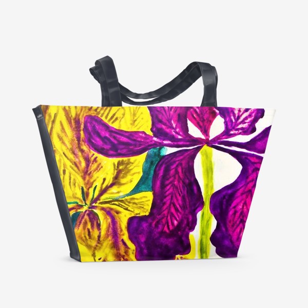Пляжная сумка «Жёлтый и фиолетовый ирисы»