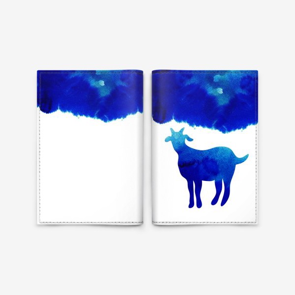 Обложка для паспорта «Синяя новогодняя козочка»