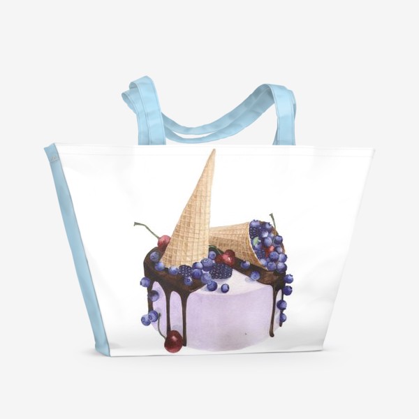 Пляжная сумка «торт с ягодами черника»