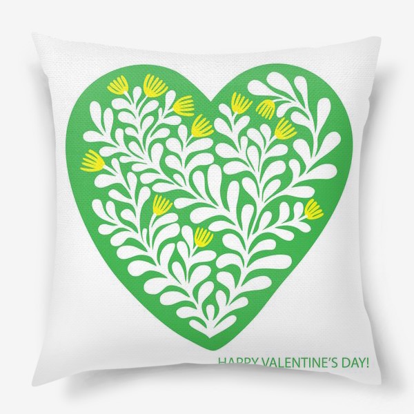 Подушка «зеленая валентинка»