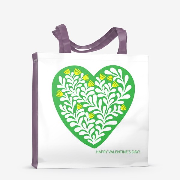Сумка-шоппер «зеленая валентинка»