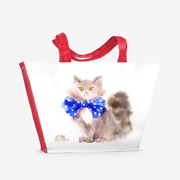 Пляжная сумка «Кот с бантом»